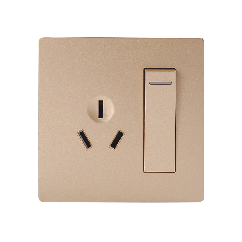 Intelligent K1 switch 16A three flat socket (golden)